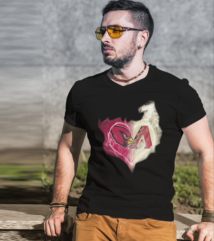 Arizona Cardinals Diamondbacks Smoke Heart T-Shirt