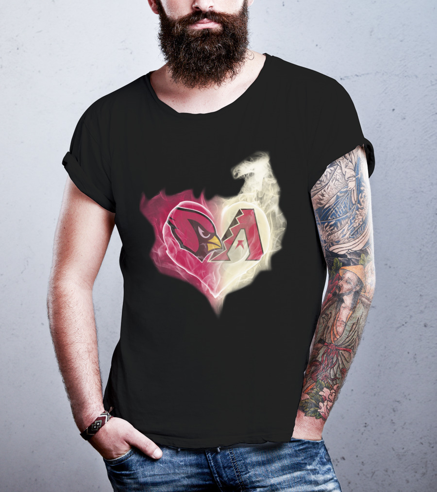 Arizona Cardinals Diamondbacks Smoke Heart T-Shirt
