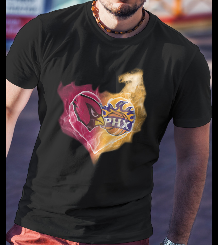 Arizona Cardinals Phoenix Suns Flame Heart T-Shirt