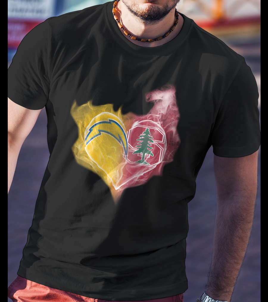 Los Angeles Chargers Stanford Cardinal Heart Fusion T-Shirt