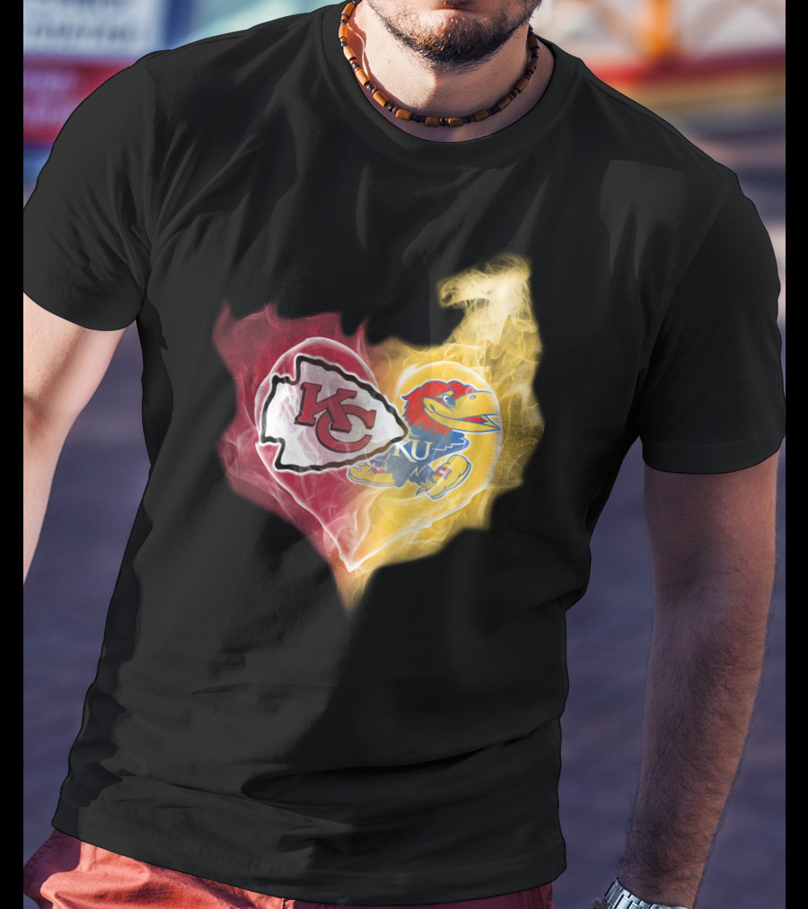 Kansas City Chiefs Ku Jayhawks Heart Smoke T-Shirt