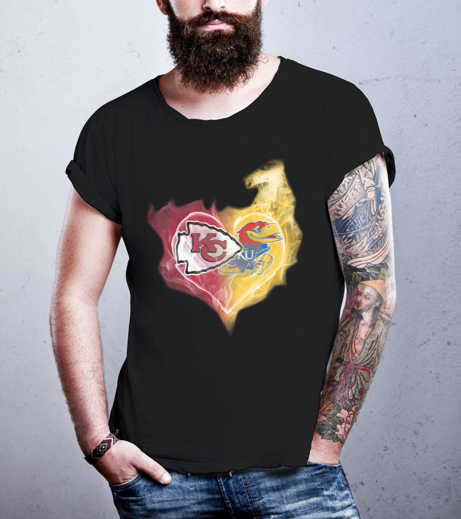 Kansas City Chiefs Ku Jayhawks Heart Smoke T-Shirt