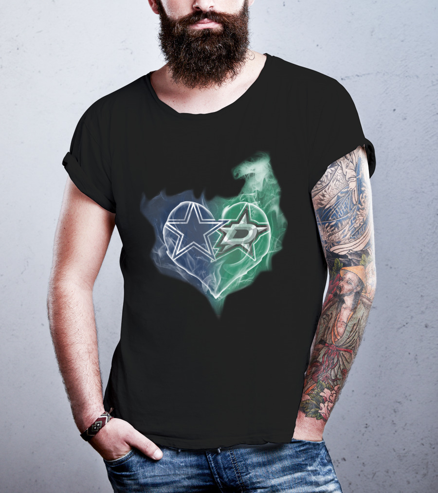 Dallas Cowboys Dallas Stars Heart T-Shirt