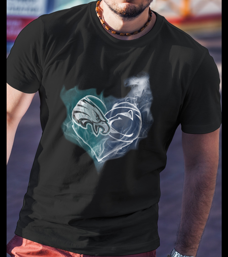 Philadelphia Eagles And Penn State Nittany Lions Heart Fusion T-Shirt
