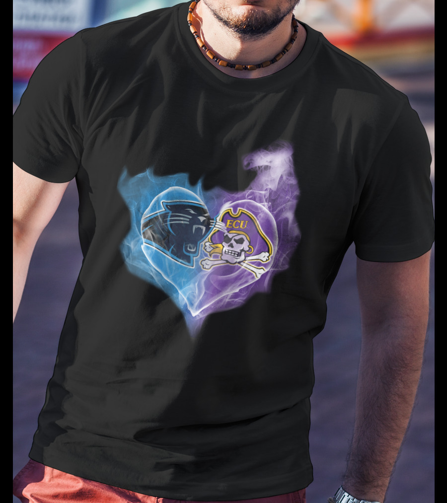 Panthers Ecu Pirates Heart Smoke T-Shirt