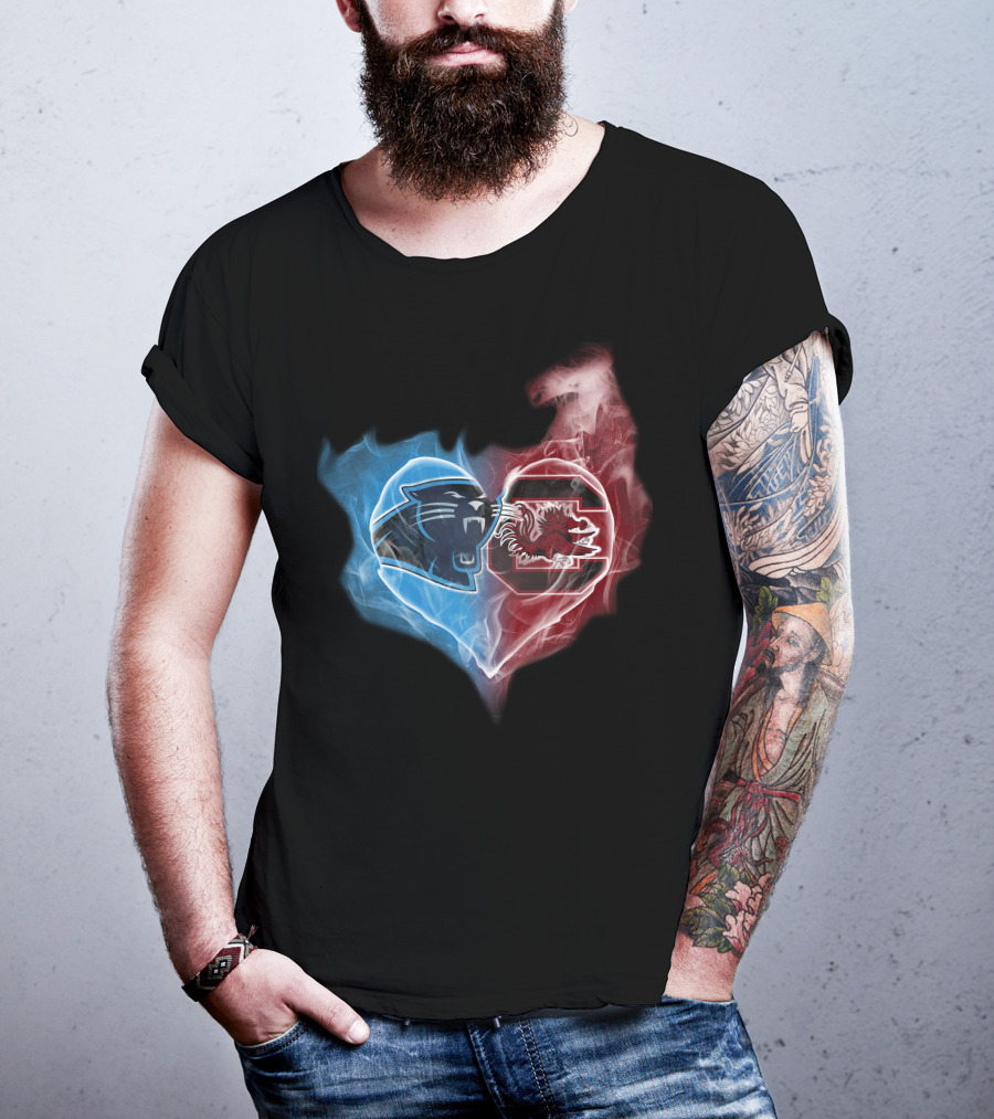 Carolina Panthers South Carolina Gamecocks Heart T-Shirt