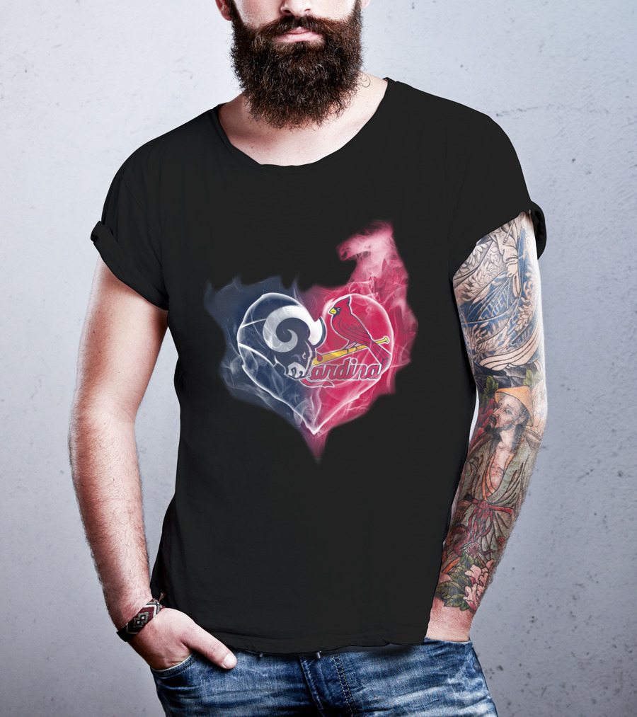 Rams Cardinals Heart Fusion T-Shirt