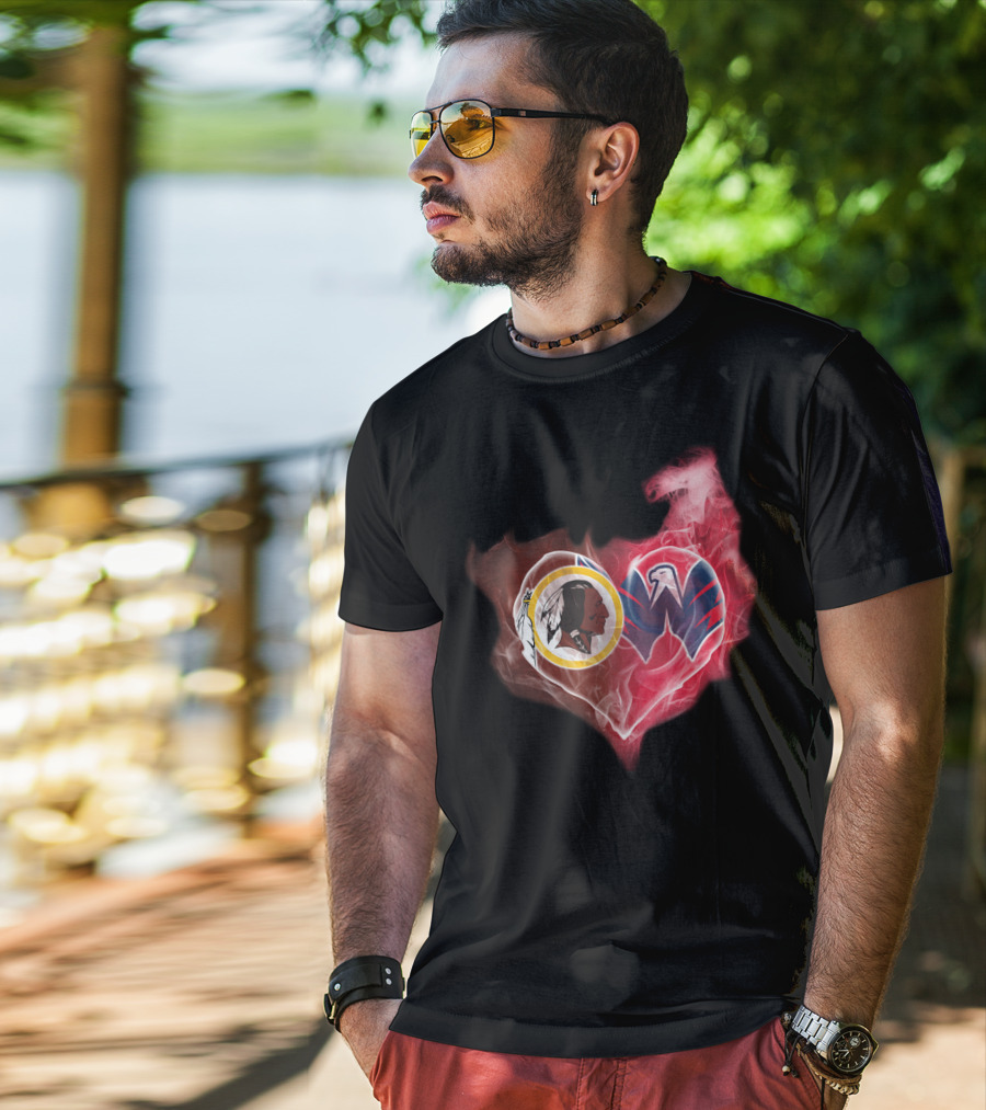 Washington Redskins And Wizards Heart Symbol T-Shirt