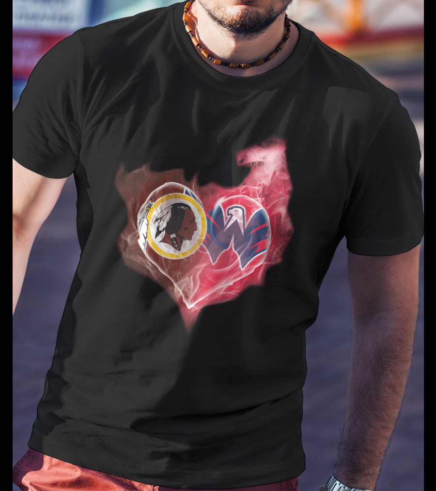 Washington Redskins And Wizards Heart Symbol T-Shirt