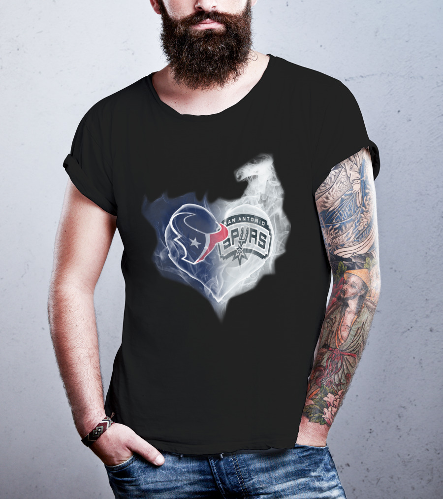 Houston Texans San Antonio Spurs Heart Shape T-Shirt
