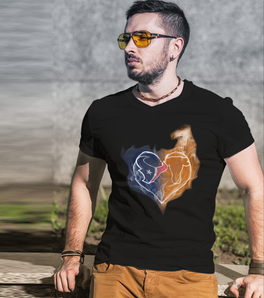 Houston Texans Chicago Bears Heart Smoke T-Shirt
