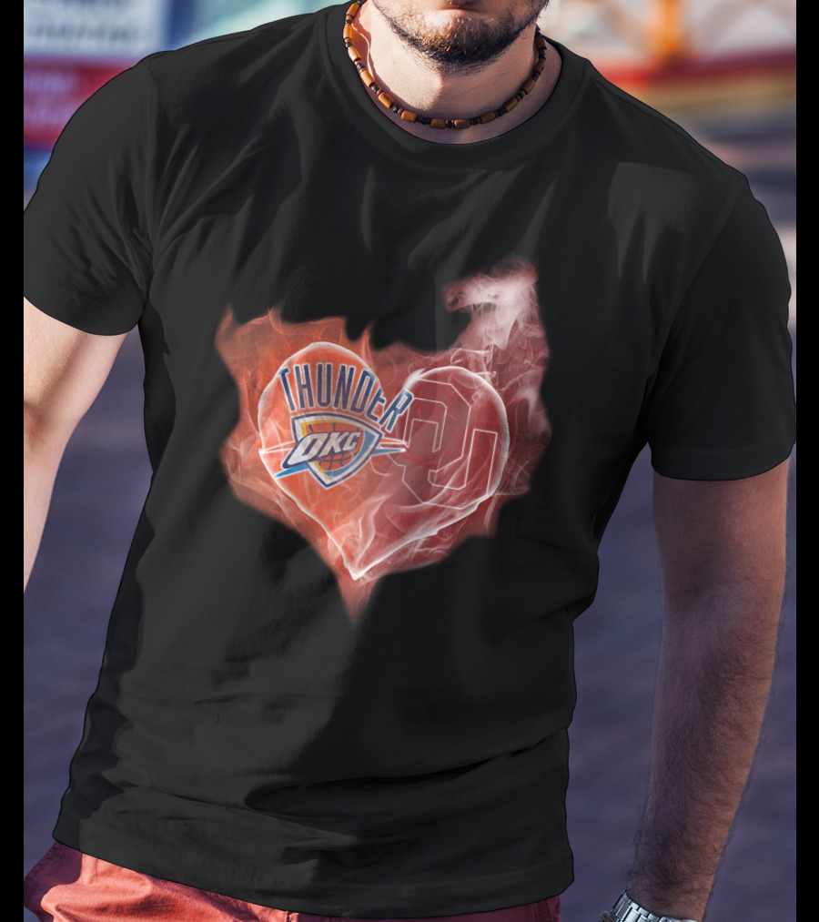 Oklahoma City Thunder Heart Ou Smoke T-Shirt