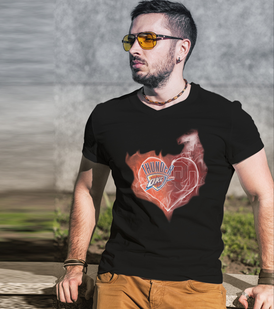Oklahoma City Thunder Heart Ou Smoke T-Shirt