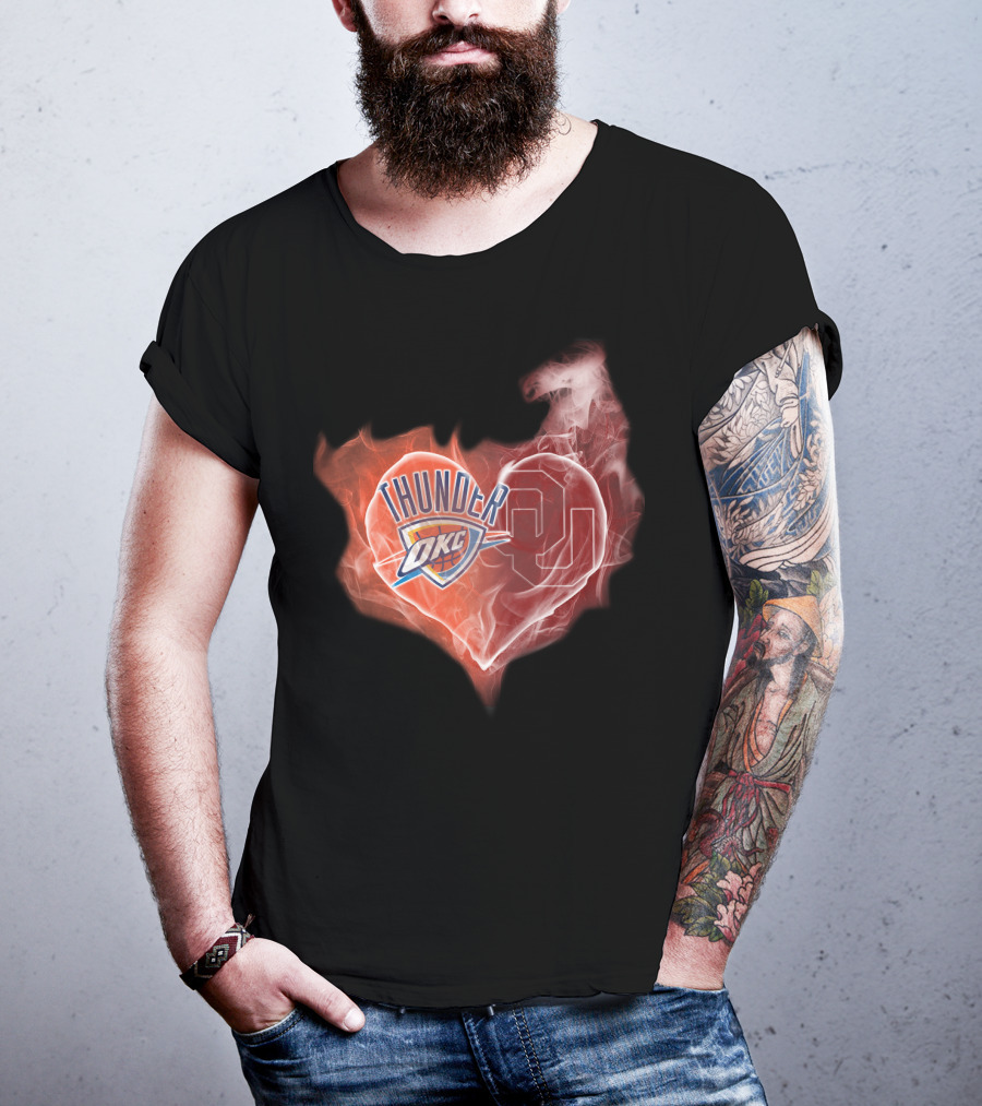 Oklahoma City Thunder Heart Ou Smoke T-Shirt