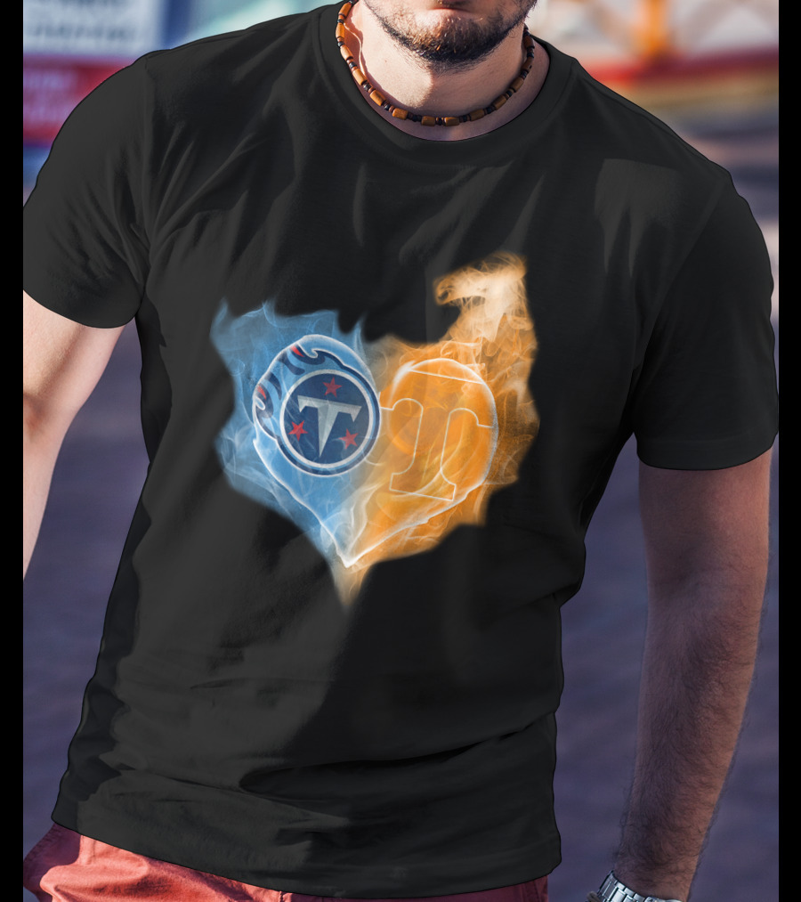 Tennessee Titans Volunteers Heart Flame Fusion T-Shirt
