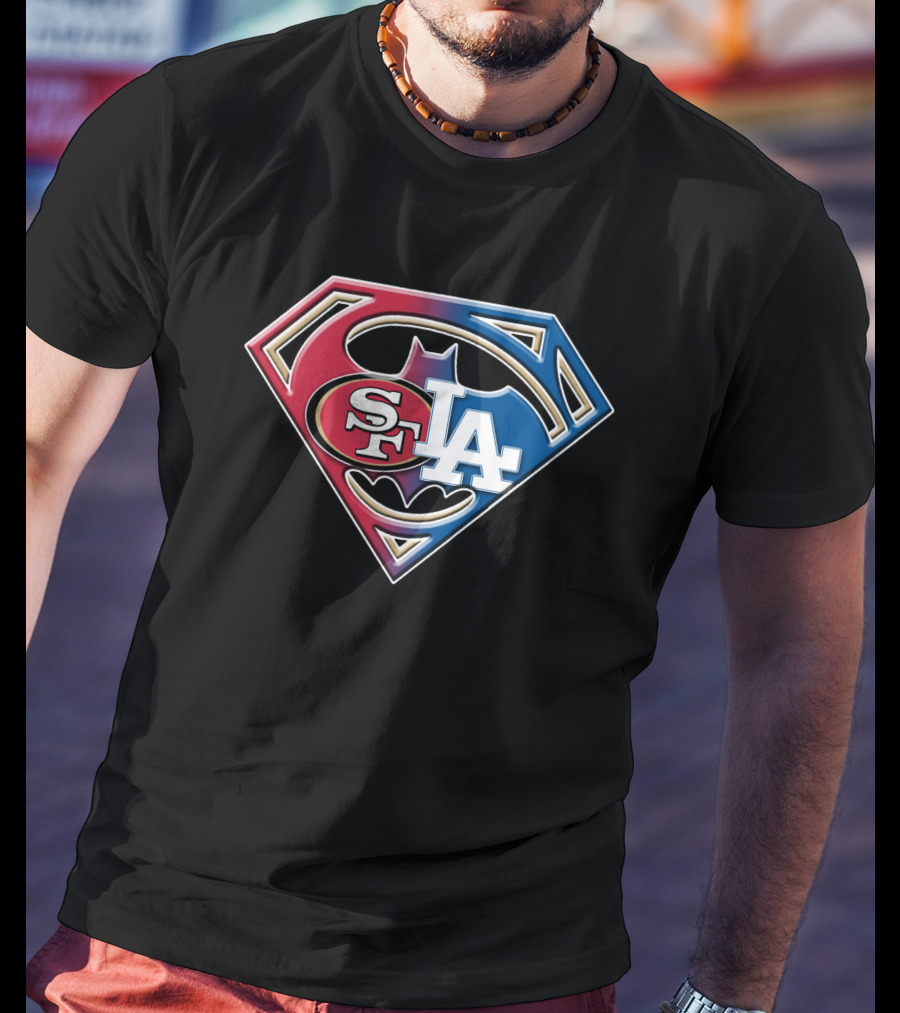 Sf 49ers La Dodgers Bat 002 Superhero T-Shirt