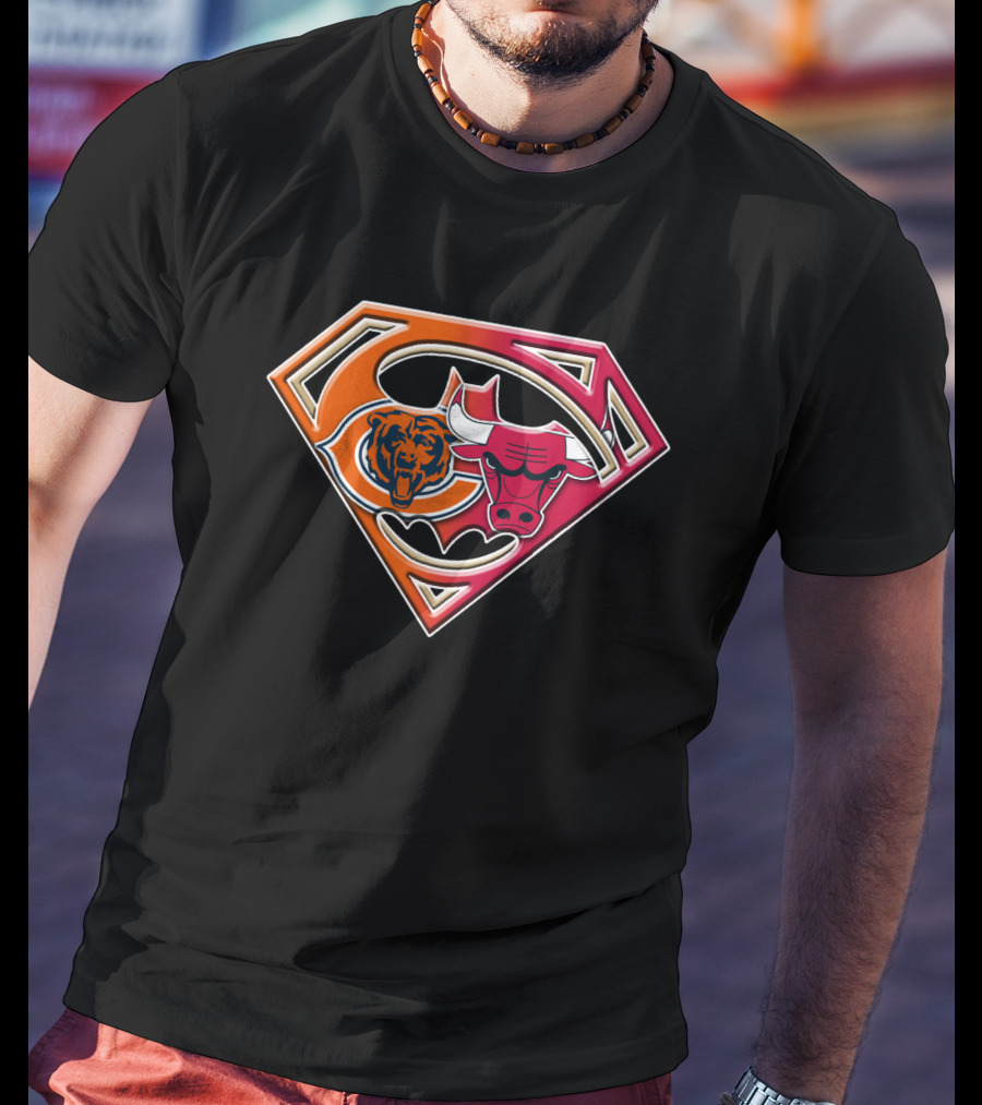 Chicago Bears Bulls Superman Logo Fusion T-Shirt