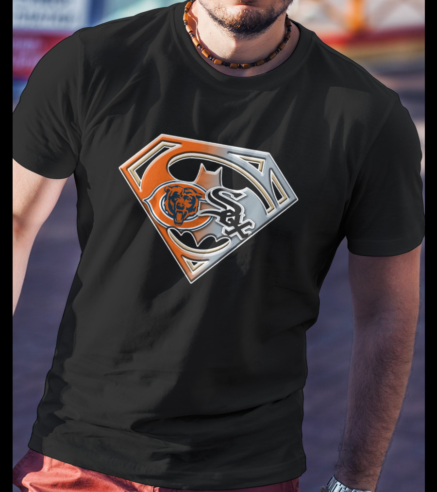 Chicago Bears White Sox Superhero Logo Mix T-Shirt