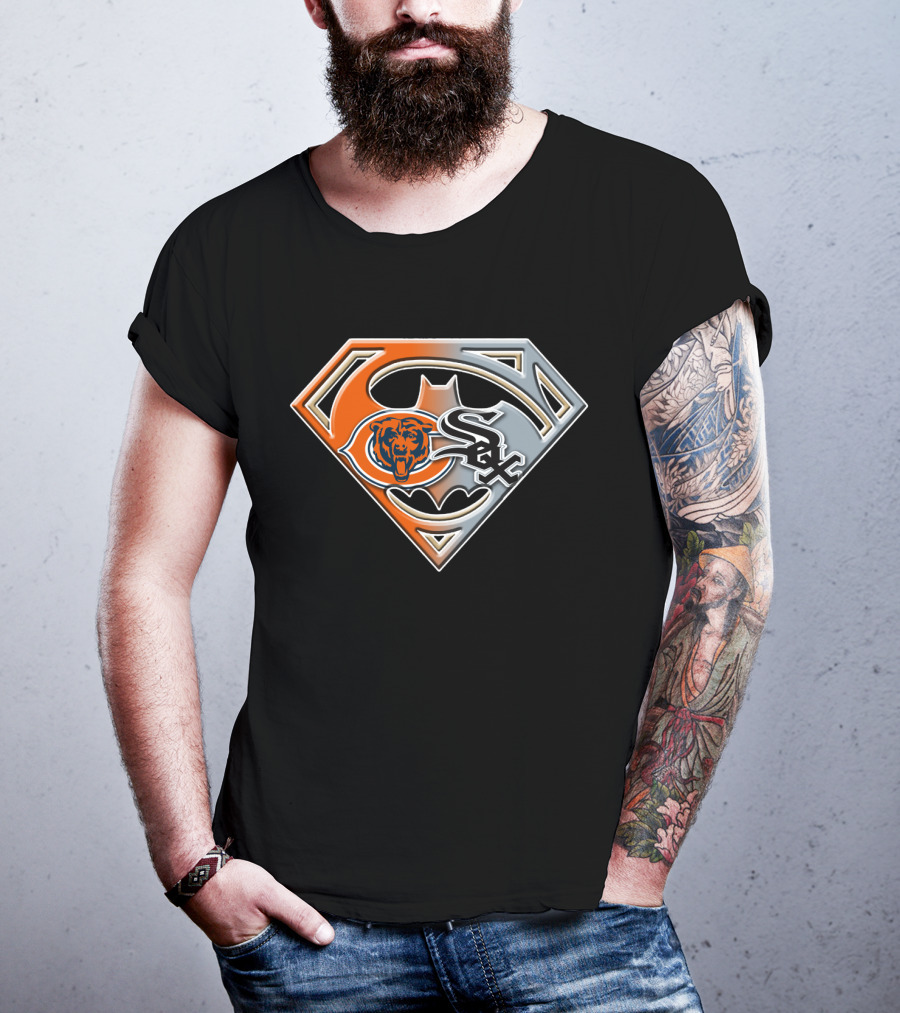 Chicago Bears White Sox Superhero Logo Mix T-Shirt