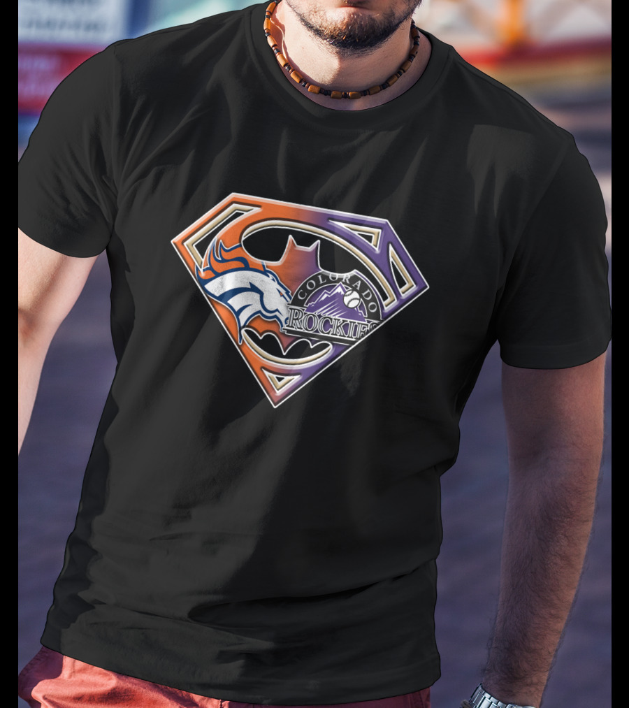 Denver Broncos Colorado Rockies Super Logo Fusion T-Shirt