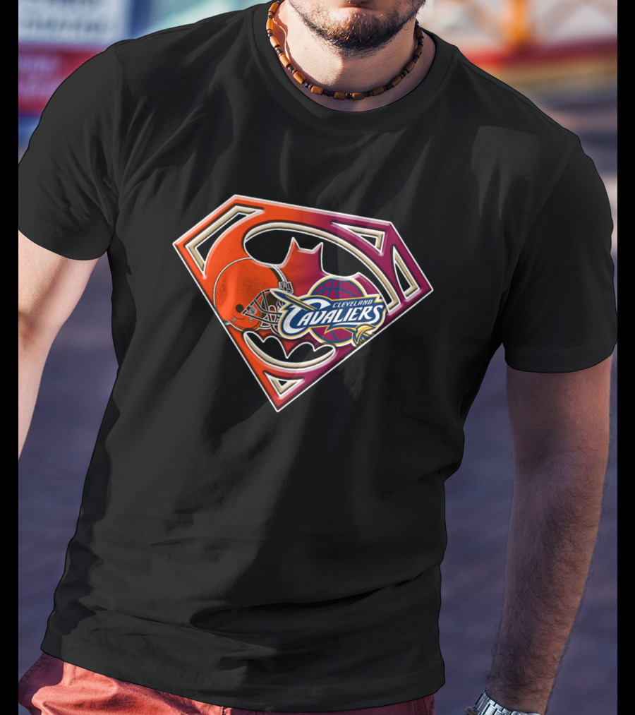 Cleveland Cavaliers Browns Super Bat 021 Logo Fusion T-Shirt