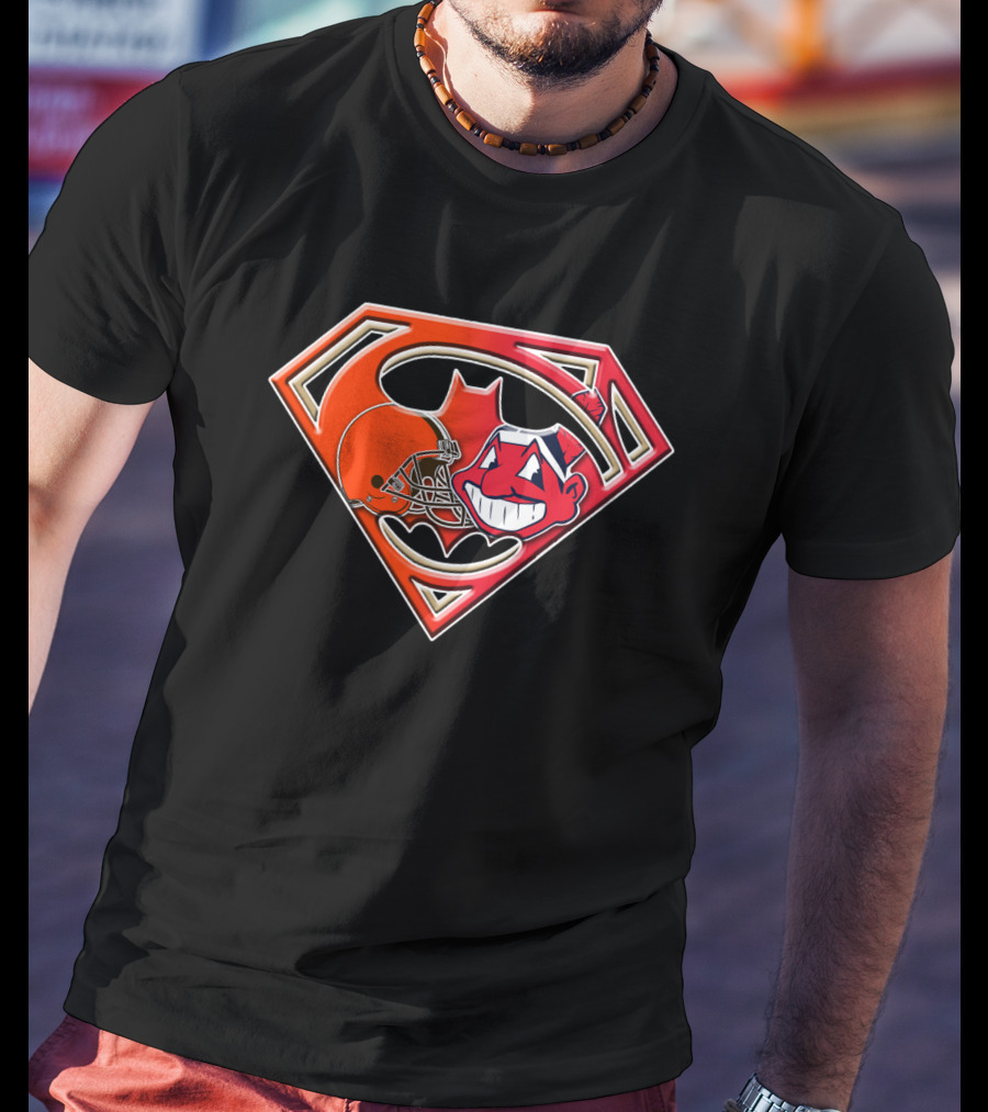 Cleveland Browns Superman Logo Chief Wahoo Fusion T-Shirt
