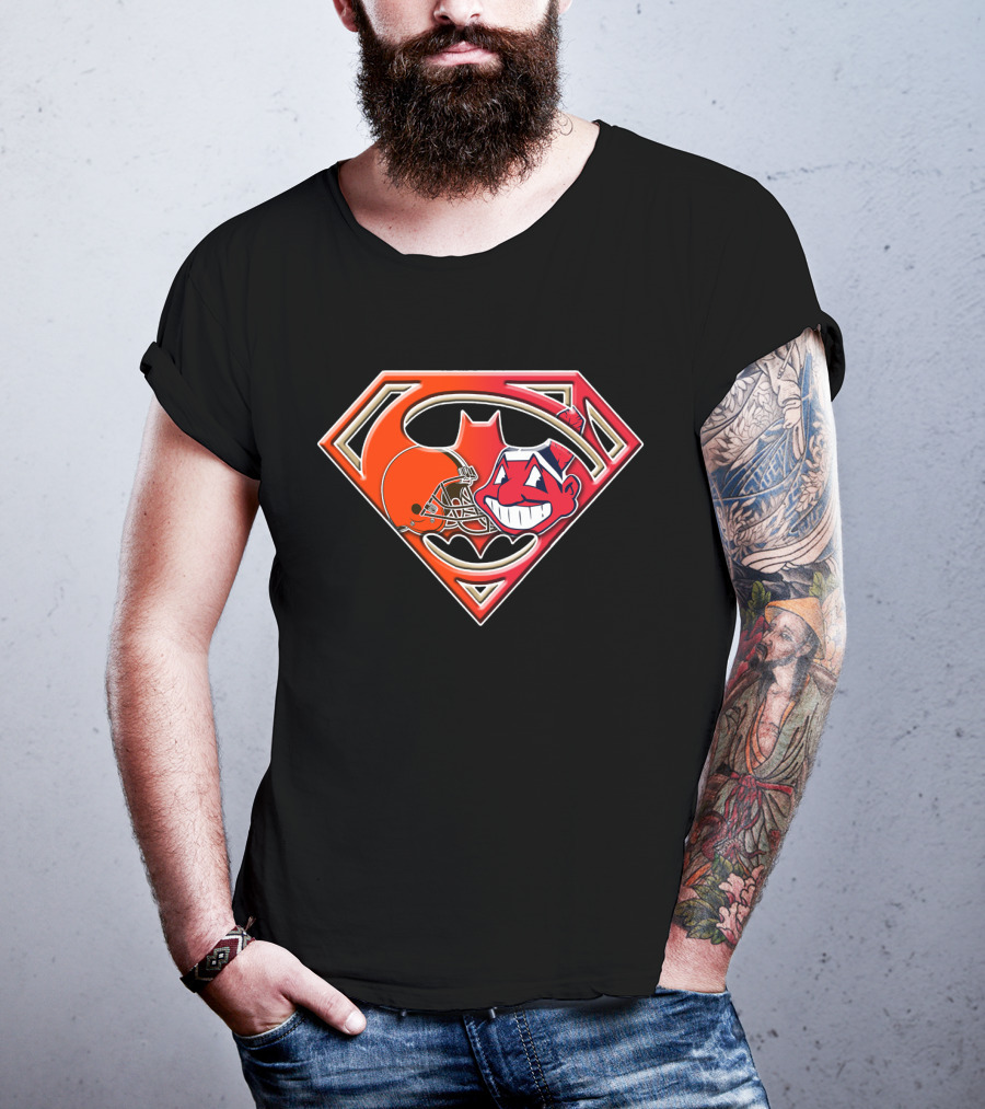 Cleveland Browns Superman Logo Chief Wahoo Fusion T-Shirt