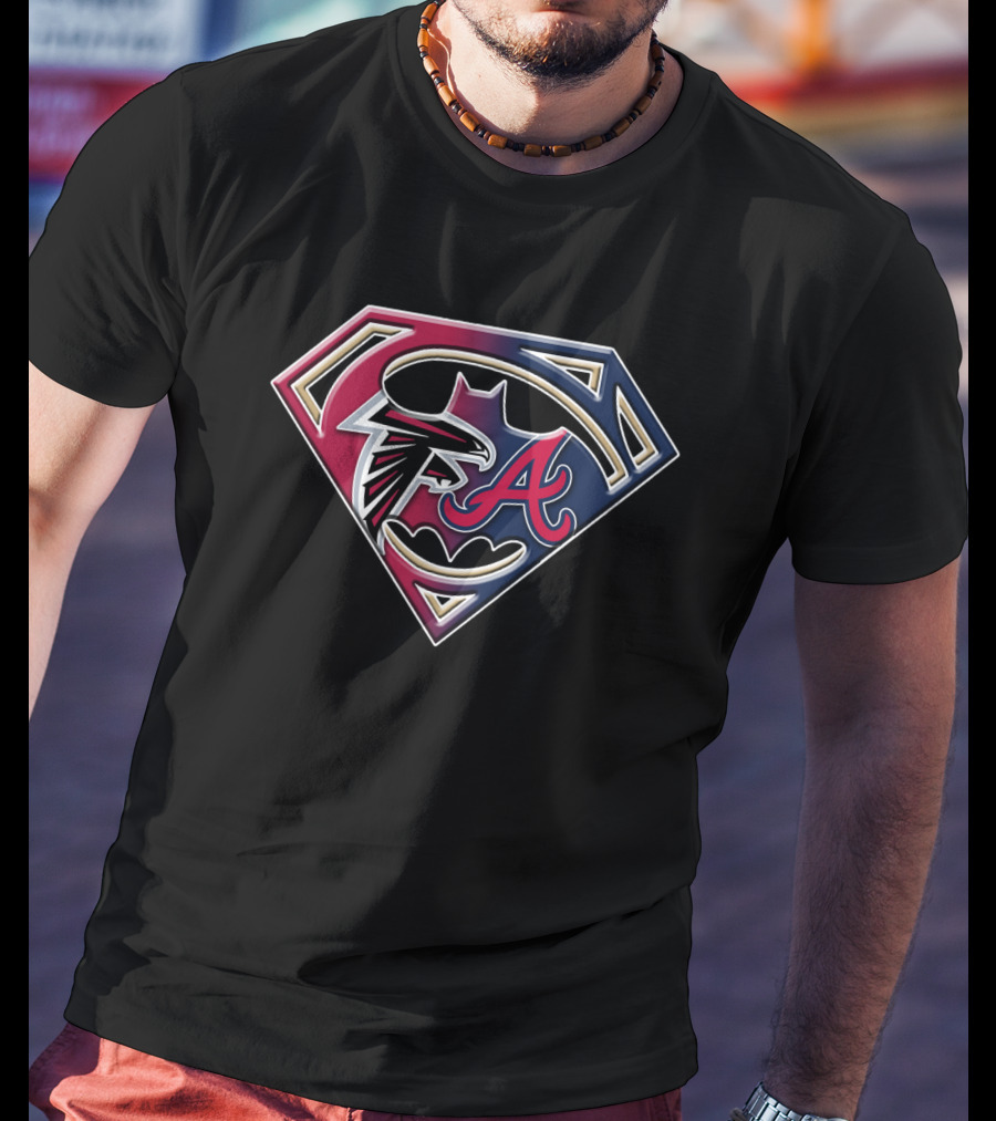 Falcons Braves Superman Batman Shield Emblem Bat T-Shirt