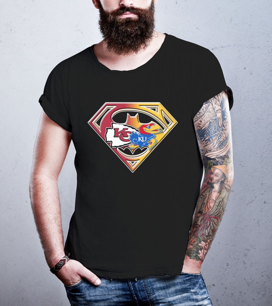 Kansas City Chiefs Kc Ku Jayhawks Superman T-Shirt