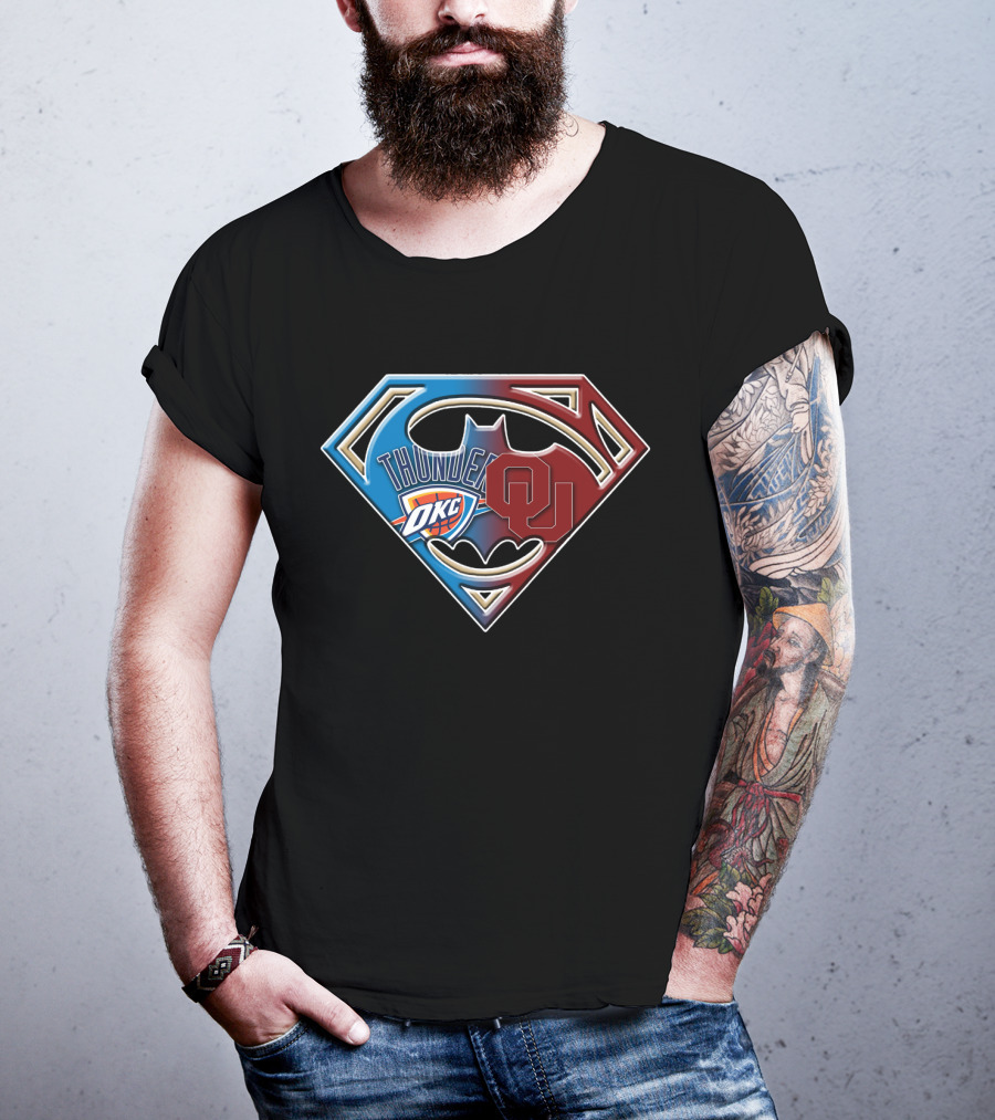 Thunder Okc Ou Superman Batman T-Shirt
