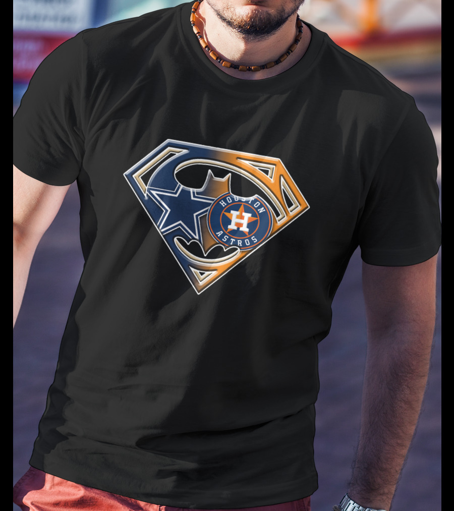 Dallas Cowboys Houston Astros Superman Batman Logo Mashup T-Shirt