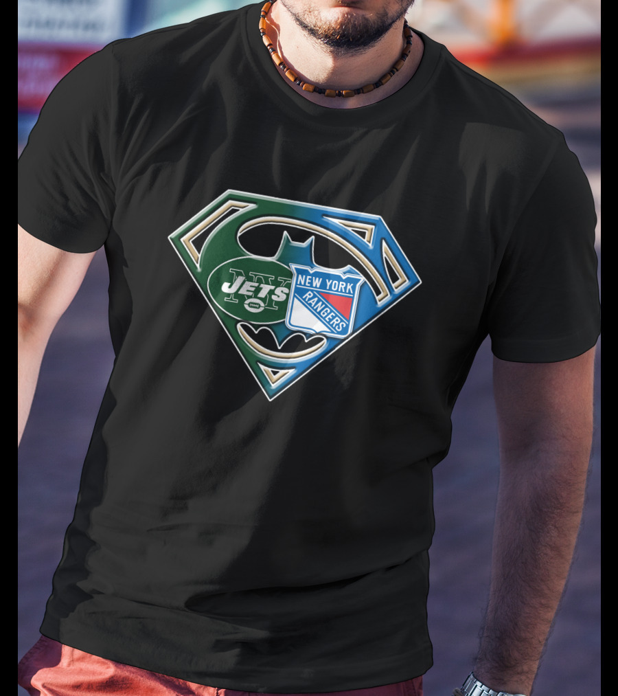 New York Jets Rangers Superhero Logo Bat 071 T-Shirt