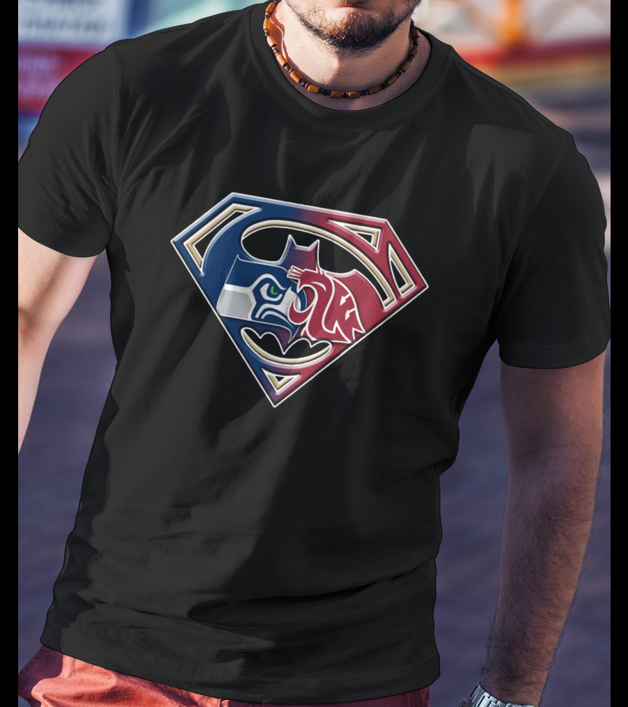 Seattle Seahawks Batman Superman Mashup Bat 112 T-Shirt