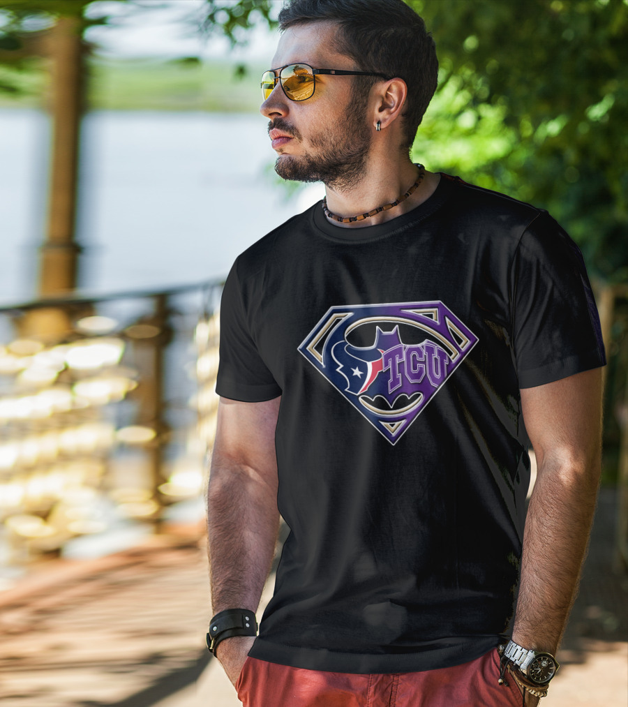 Tcu Bat 122 Texans Logo Superman Bat Symbol Fusion T-Shirt