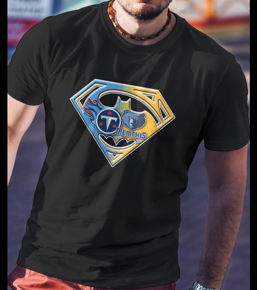 Memphis Grizzlies And Tennessee Titans Superhero Crossover Bat 128 T-Shirt