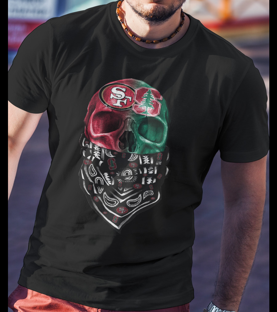 San Francisco 49ers Stanford University Skull Bandana T-Shirt