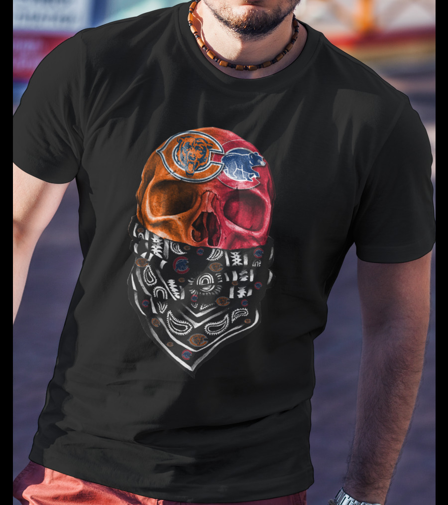 Chicago Bears Skull Bandana Paisley T-Shirt
