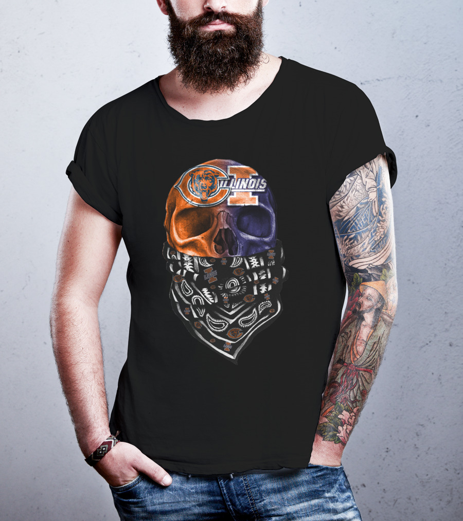 Chicago Bears Illinois Skull Bandana T-Shirt