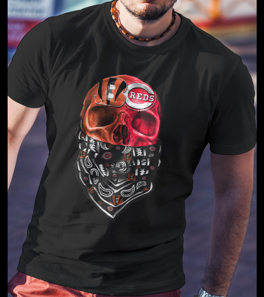 Bengals Reds Skull Bandana T-Shirt