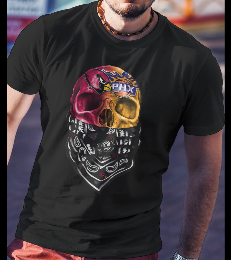 Cardinals Suns Bandana Skull T-Shirt