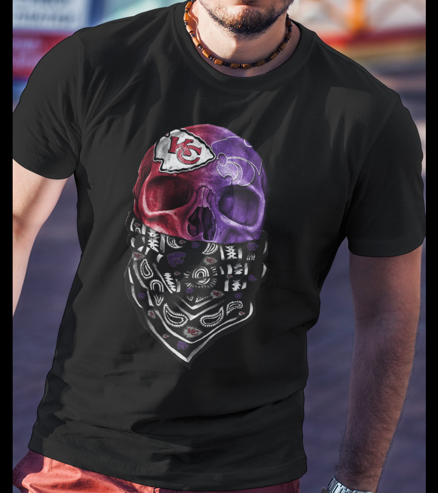 Kansas City Chiefs And New Orleans Saints Skull Bandana Sku 038 T-Shirt