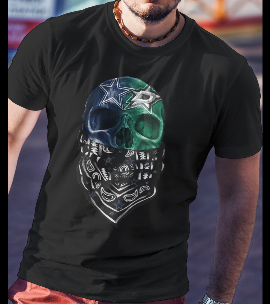 Dallas Stars Skull Bandana Design Sku 045 T-Shirt