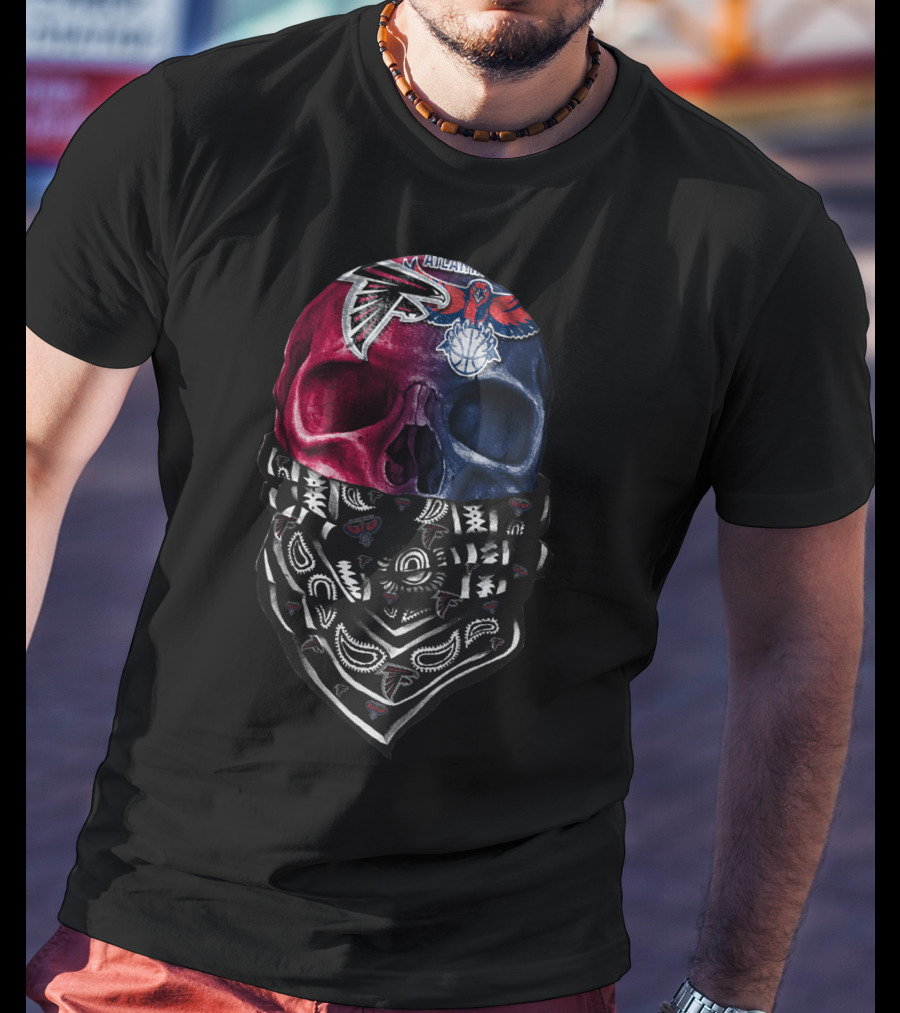 Atlanta Falcons New Orleans Pelicans Bandana Skull T-Shirt