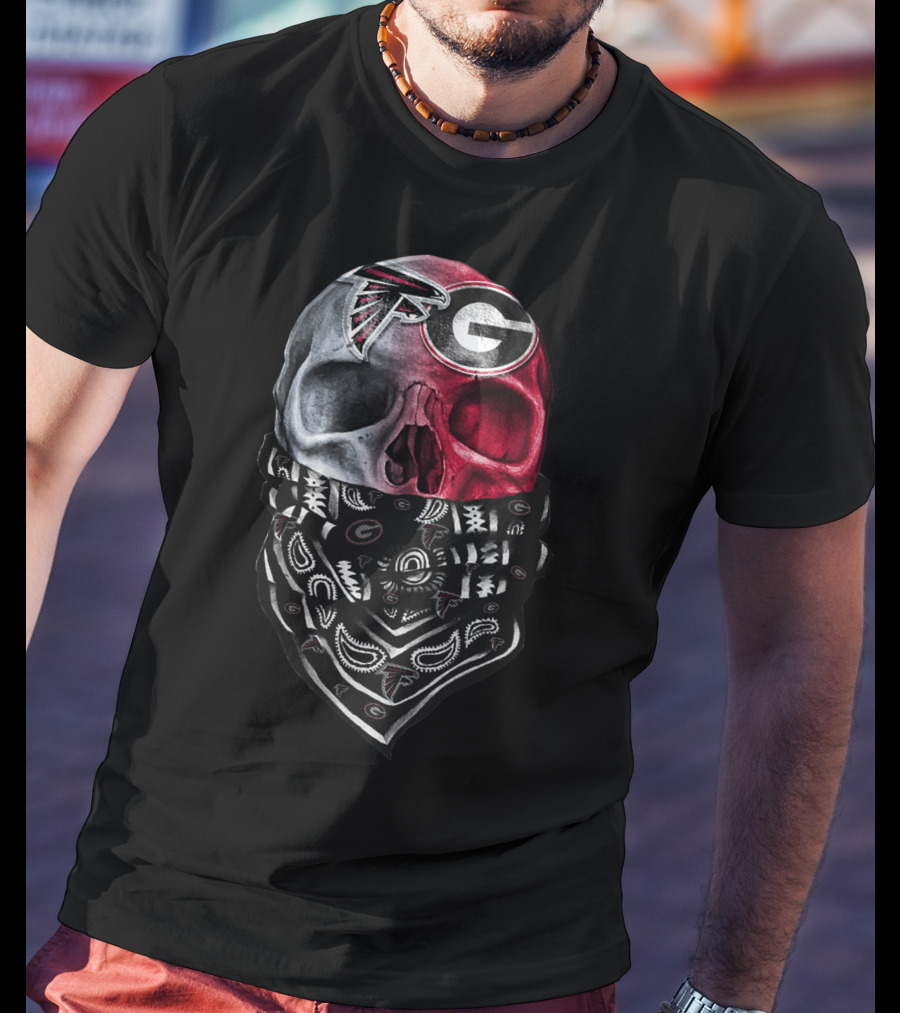 Falcons Georgia Bulldogs Skull Bandana T-Shirt