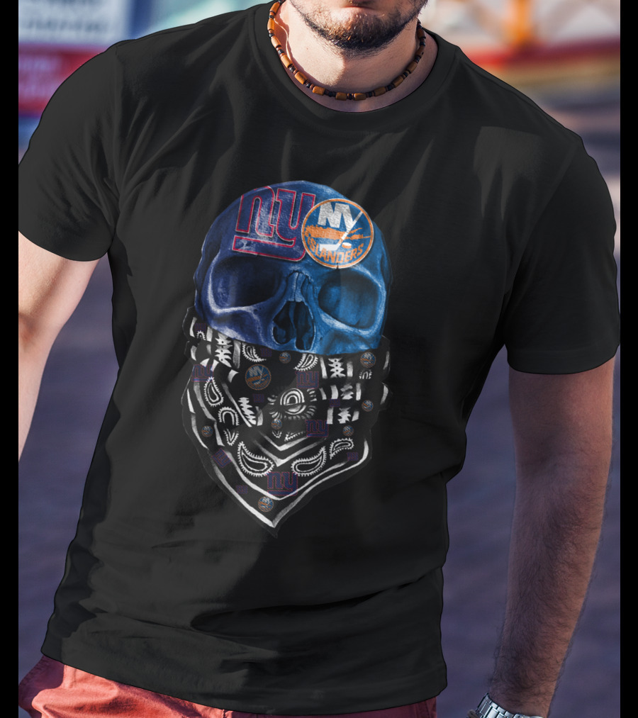 Ny Islanders And Giants Skull Bandana Sku 063 T-Shirt