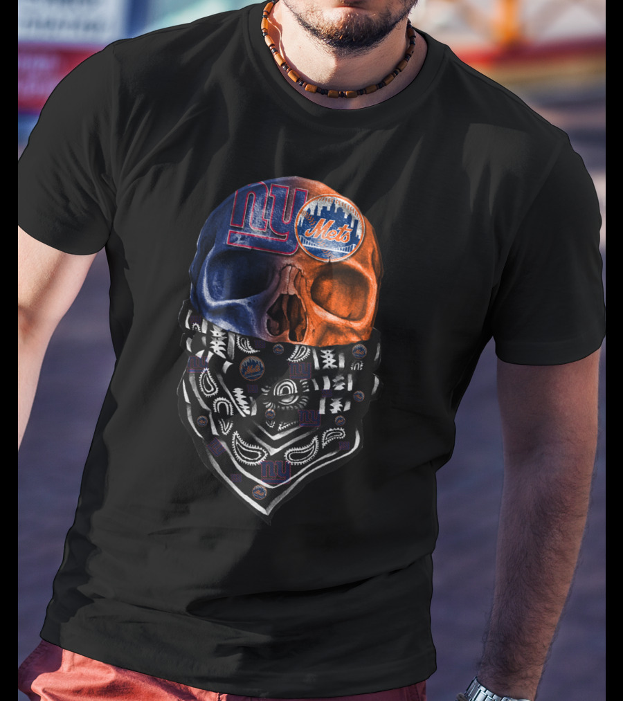 Ny Giants Mets Skull Bandana T-Shirt