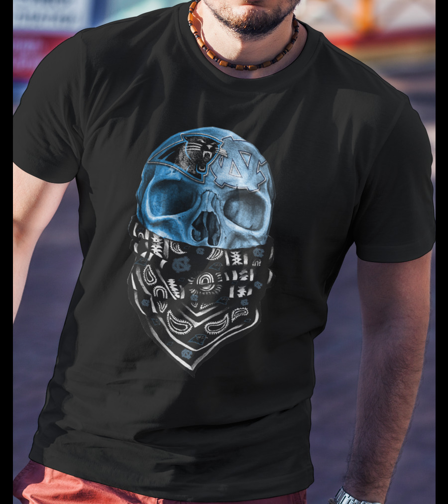 Panthers Tar Heels Skull Bandana T-Shirt