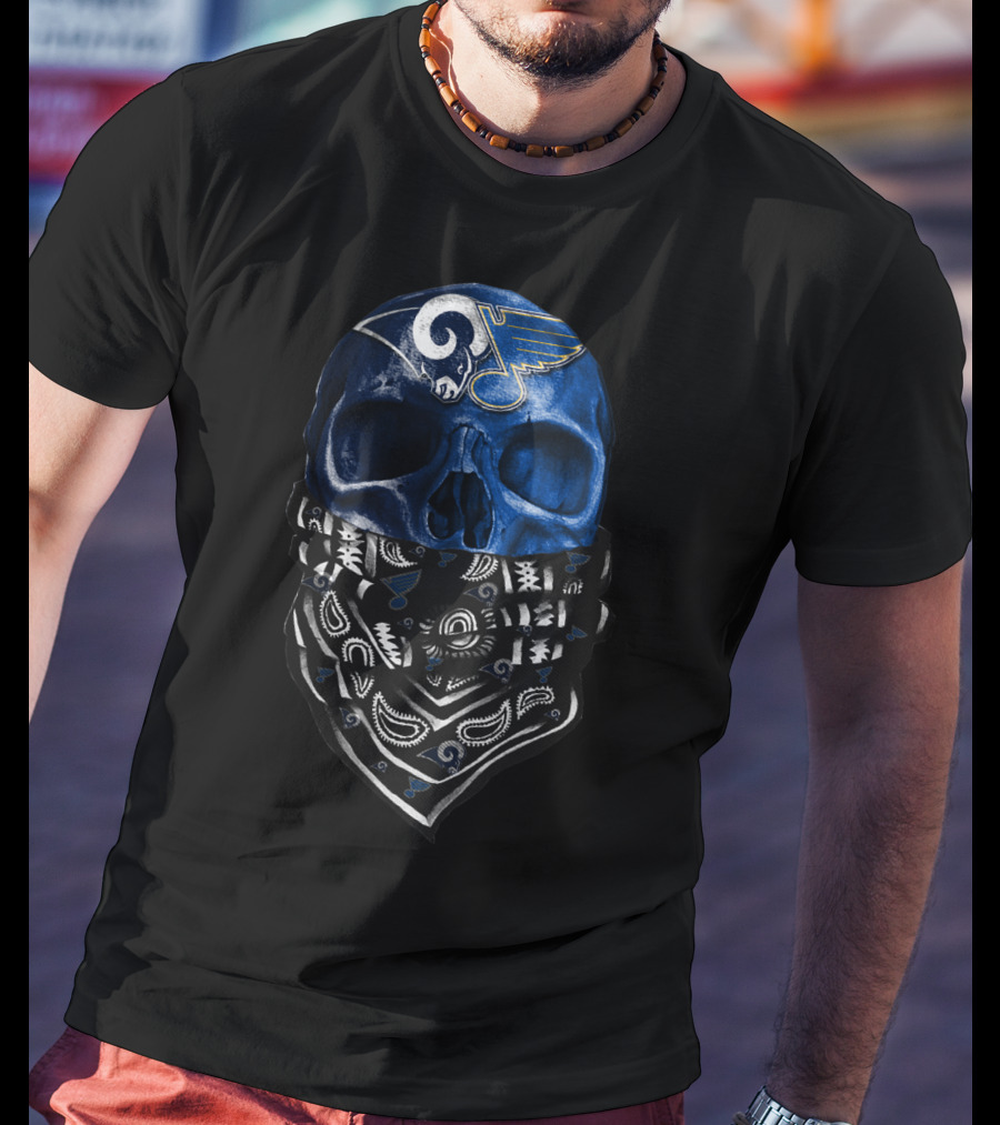 St. Louis Blues Skull Bandana T-Shirt