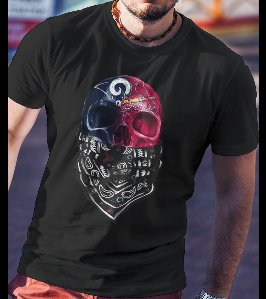 Rams Cardinals Skull Bandana T-Shirt