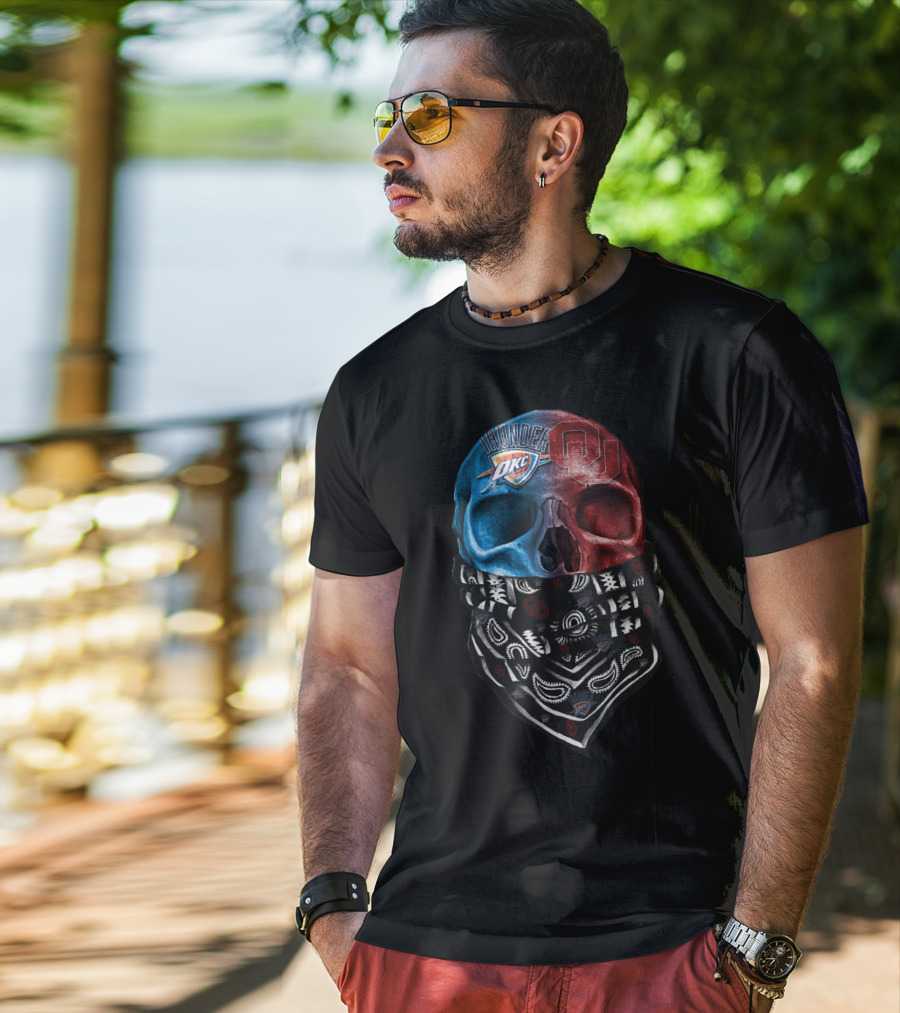 Thunder Okc Ou Skulls Bandana T-Shirt